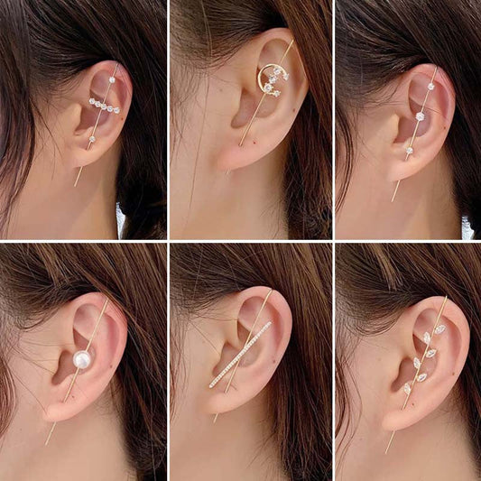 969696 yuhuv test New Ear Wrap Crawler Hook Earring for Women Korean Style Crystal Lightning Stud Earring Personality Climber Earring Jewelry Gift yuhuv test aja.