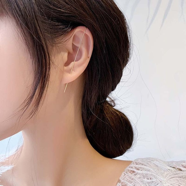 969696  yuhuv test New Ear Wrap Crawler Hook Earring for Women Korean Style Crystal Lightning Stud Earring Personality Climber Earring Jewelry Gift yuhuv test aja.