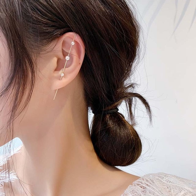 969696  yuhuv test New Ear Wrap Crawler Hook Earring for Women Korean Style Crystal Lightning Stud Earring Personality Climber Earring Jewelry Gift yuhuv test aja.