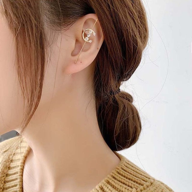 969696  yuhuv test New Ear Wrap Crawler Hook Earring for Women Korean Style Crystal Lightning Stud Earring Personality Climber Earring Jewelry Gift yuhuv test aja.