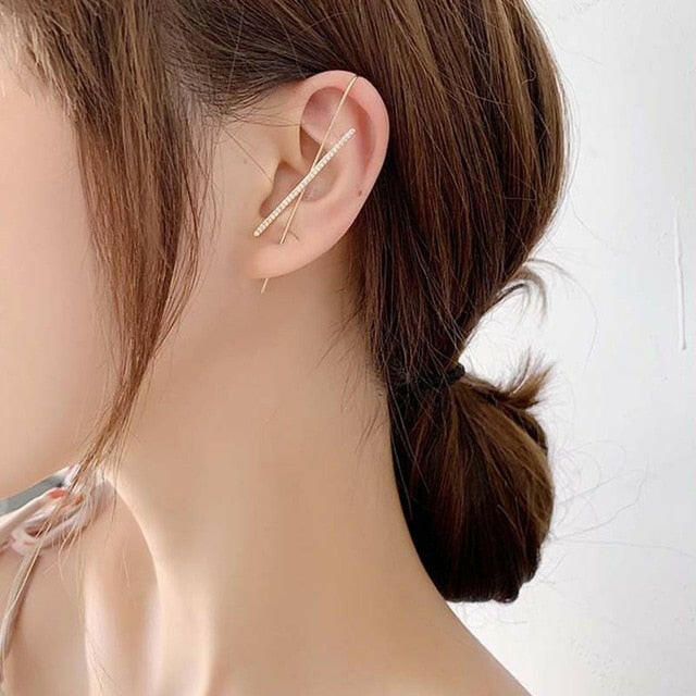 New Ear Wrap Crawler Hook Earring for Women Korean Style Crystal Lightning Stud Earring Personality Climber Earring Jewelry Gift yuhuv test  yuhuv test022.