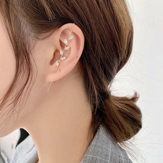 New Ear Wrap Crawler Hook Earring for Women Korean Style Crystal Lightning Stud Earring Personality Climber Earring Jewelry Gift yuhuv test  yuhuv test022.