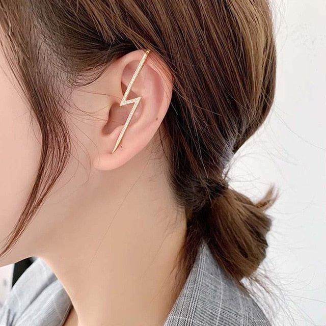 969696  yuhuv test New Ear Wrap Crawler Hook Earring for Women Korean Style Crystal Lightning Stud Earring Personality Climber Earring Jewelry Gift yuhuv test aja.