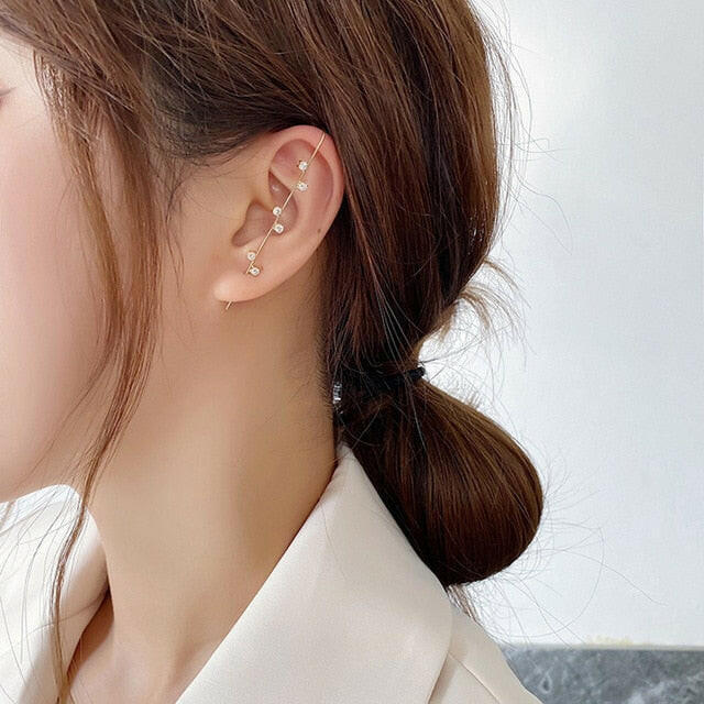 New Ear Wrap Crawler Hook Earring for Women Korean Style Crystal Lightning Stud Earring Personality Climber Earring Jewelry Gift yuhuv test  yuhuv test022.