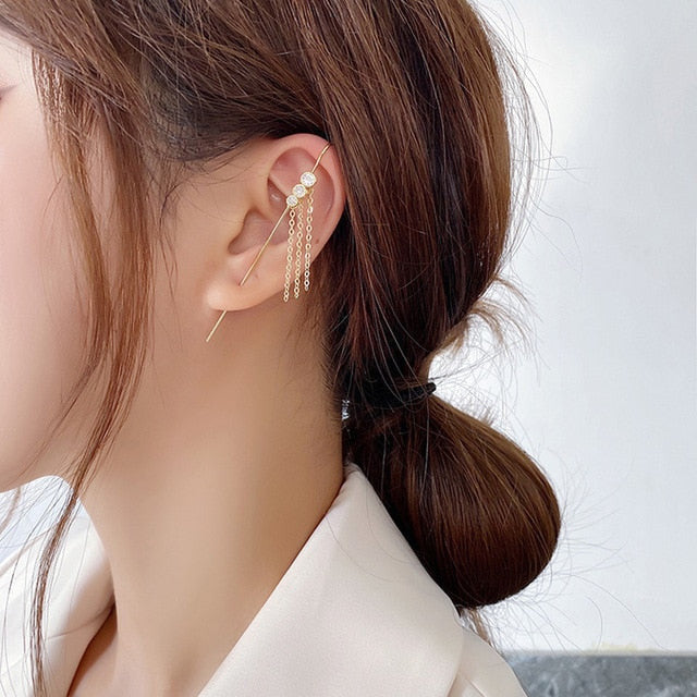 969696  yuhuv test New Ear Wrap Crawler Hook Earring for Women Korean Style Crystal Lightning Stud Earring Personality Climber Earring Jewelry Gift yuhuv test aja.