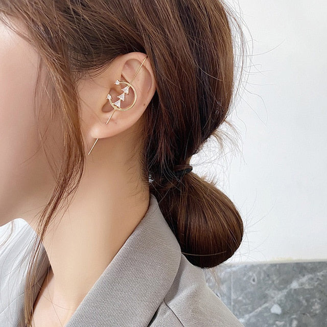969696  yuhuv test New Ear Wrap Crawler Hook Earring for Women Korean Style Crystal Lightning Stud Earring Personality Climber Earring Jewelry Gift yuhuv test aja.