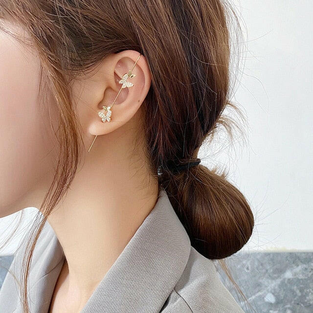 New Ear Wrap Crawler Hook Earring for Women Korean Style Crystal Lightning Stud Earring Personality Climber Earring Jewelry Gift yuhuv test  yuhuv test022.