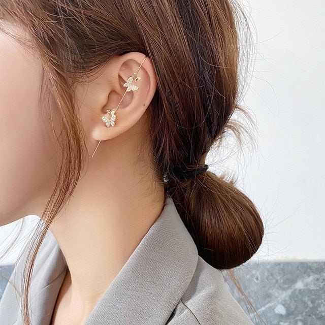 969696  yuhuv test New Ear Wrap Crawler Hook Earring for Women Korean Style Crystal Lightning Stud Earring Personality Climber Earring Jewelry Gift yuhuv test aja.