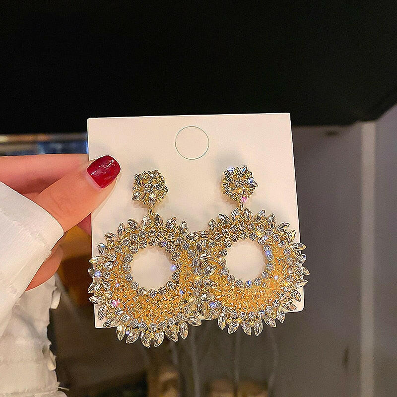 Fashion Oversized Hollow Round Alloy Drop Earrings For Women Geometry Alloy Earrings Wedding Pendientes Party Jewelry yuhuv test  yuhuv test022.