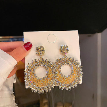 969696  yuhuv test Fashion Oversized Hollow Round Alloy Drop Earrings For Women Geometry Alloy Earrings Wedding Pendientes Party Jewelry yuhuv test aja.