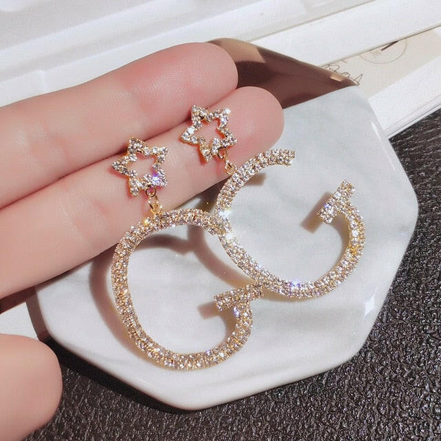 Fashion Oversized Hollow Round Alloy Drop Earrings For Women Geometry Alloy Earrings Wedding Pendientes Party Jewelry yuhuv test  yuhuv test022.