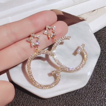 969696  yuhuv test Fashion Oversized Hollow Round Alloy Drop Earrings For Women Geometry Alloy Earrings Wedding Pendientes Party Jewelry yuhuv test aja.