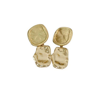 969696  yuhuv test AOMU 2021 Fashion Geometric Irregular Disc Folds Gold Silver Color Metal Stud Earrings for Women Gift Party Jewelry Gift yuhuv test aja.