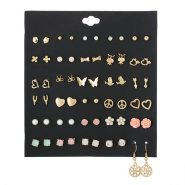 30pairs/lot of great deals New fashion Korean sweet flower heart-shaped bow woman rose gold color earrings set color setơ' yuhuv test3333 yuhuv testkk.