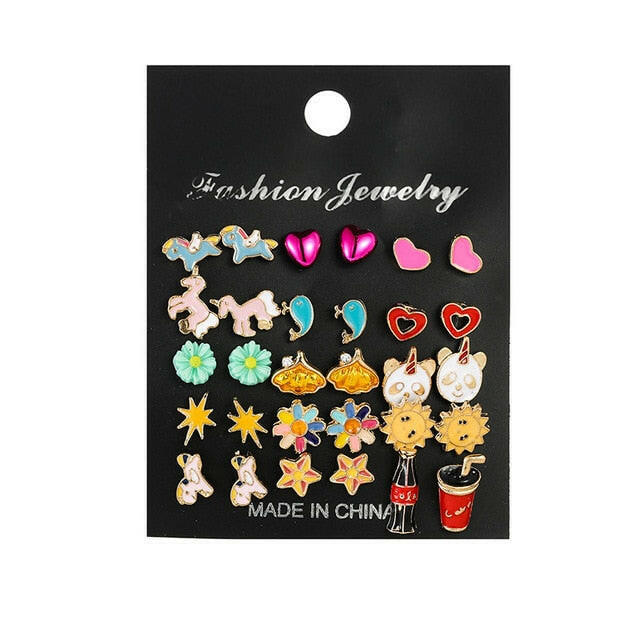 30pairs/lot of great deals New fashion Korean sweet flower heart-shaped bow woman rose gold color earrings set color set yuhuv test  yuhuv test022.