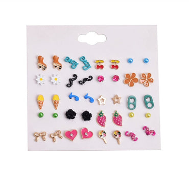 30pairs/lot of great deals New fashion Korean sweet flower heart-shaped bow woman rose gold color earrings set color set yuhuv test  yuhuv test022.