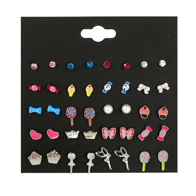 30pairs/lot of great deals New fashion Korean sweet flower heart-shaped bow woman rose gold color earrings set color set yuhuv test  yuhuv test022.