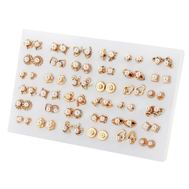 969696  yuhuv test 36Pairs/18pairs Earrings Mixed Styles Rhinestone Sun Flower Geometric Animal Plastic Stud Earrings Set For Women Girls Jewelry yuhuv test aja.