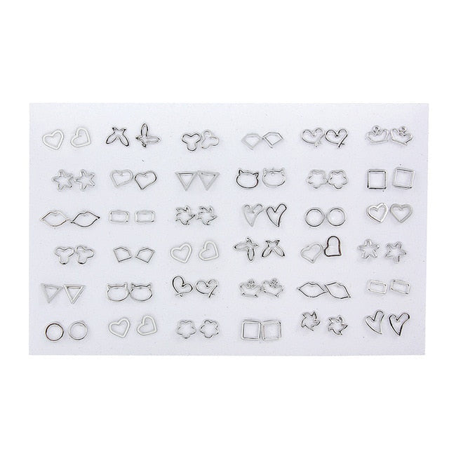 969696  yuhuv test 36Pairs/18pairs Earrings Mixed Styles Rhinestone Sun Flower Geometric Animal Plastic Stud Earrings Set For Women Girls Jewelry yuhuv test aja.