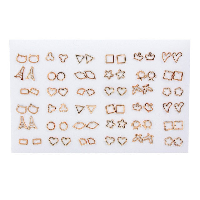 969696  yuhuv test 36Pairs/18pairs Earrings Mixed Styles Rhinestone Sun Flower Geometric Animal Plastic Stud Earrings Set For Women Girls Jewelry yuhuv test aja.