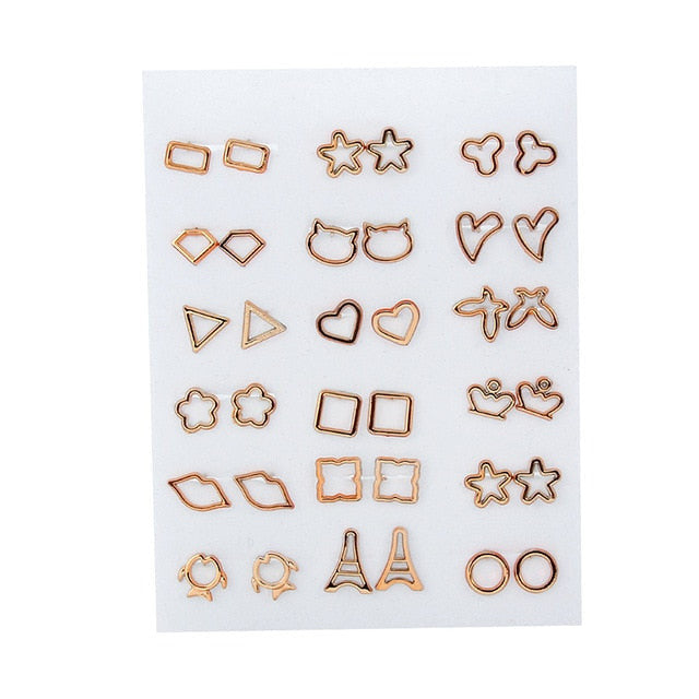 969696  yuhuv test 36Pairs/18pairs Earrings Mixed Styles Rhinestone Sun Flower Geometric Animal Plastic Stud Earrings Set For Women Girls Jewelry yuhuv test aja.