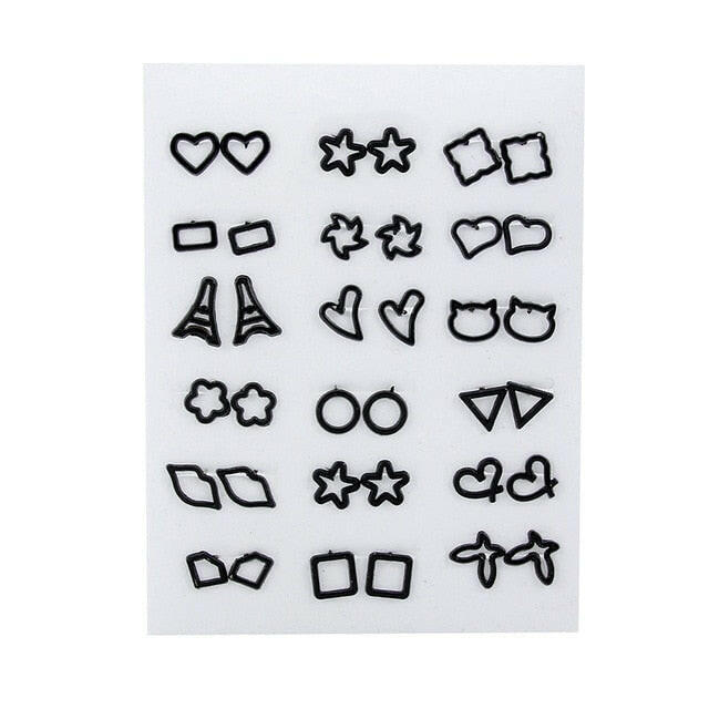 36Pairs/18pairs Earrings Mixed Styles Rhinestone Sun Flower Geometric Animal Plastic Stud Earrings Set For Women Girls Jewelry yuhuv test  yuhuv test022.