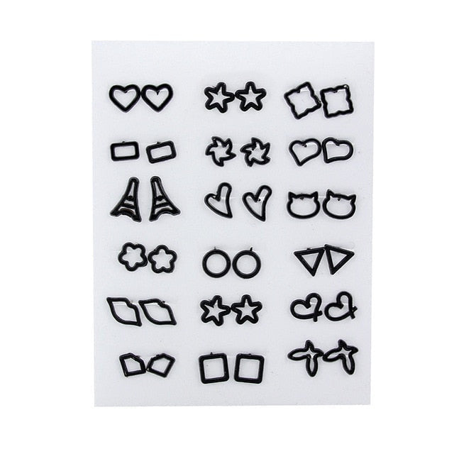 969696  yuhuv test 36Pairs/18pairs Earrings Mixed Styles Rhinestone Sun Flower Geometric Animal Plastic Stud Earrings Set For Women Girls Jewelry yuhuv test aja.