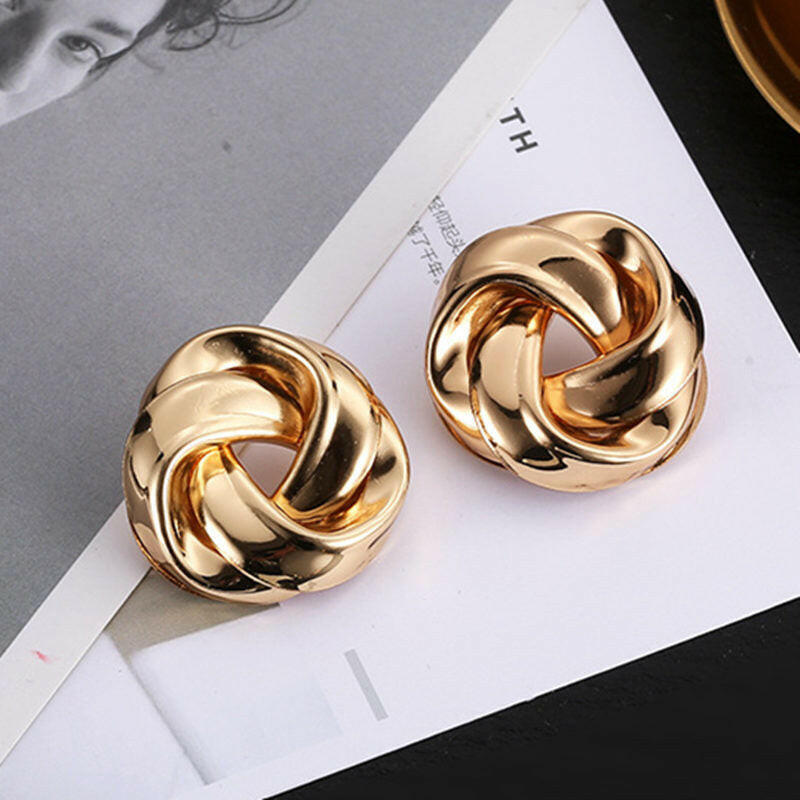 Big Vintage Metal Twisted Stud Earrings For Women Charm Gold Color Za Maxi Statement Spiral Whirlpool Earrings Jewelry yuhuv test  yuhuv test022.