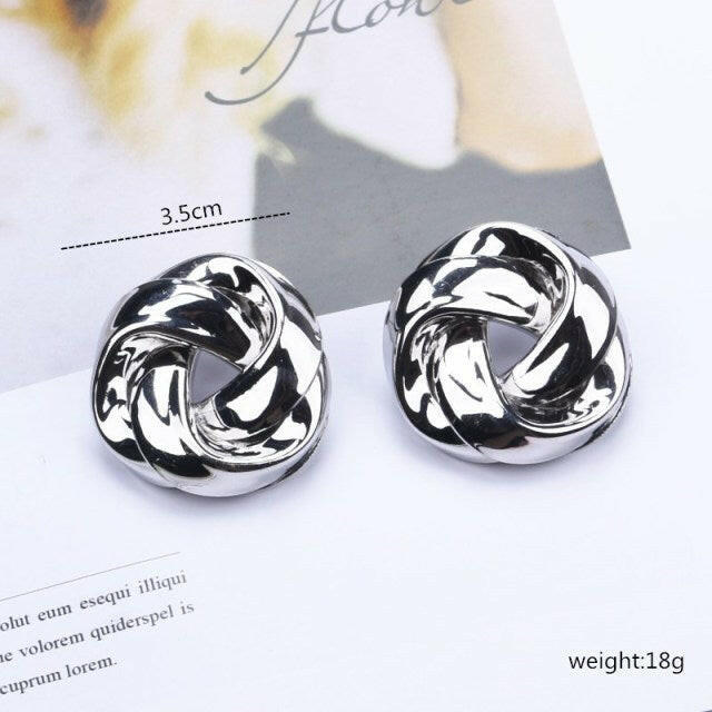 Big Vintage Metal Twisted Stud Earrings For Women Charm Gold Color Za Maxi Statement Spiral Whirlpool Earrings Jewelry yuhuv test  yuhuv test022.