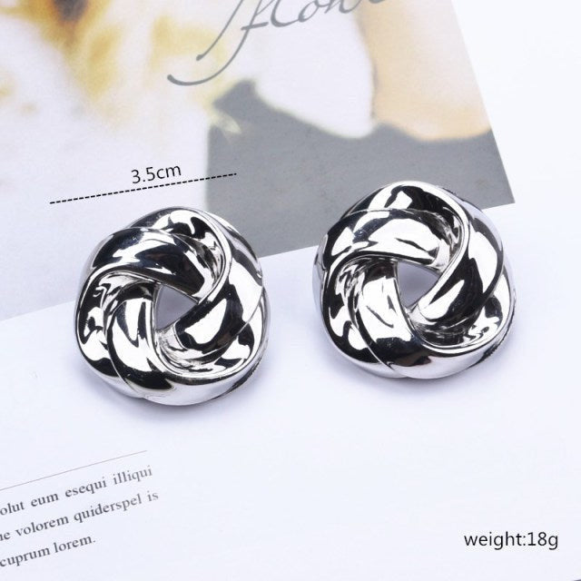 969696  yuhuv test Big Vintage Metal Twisted Stud Earrings For Women Charm Gold Color Za Maxi Statement Spiral Whirlpool Earrings Jewelry yuhuv test aja.