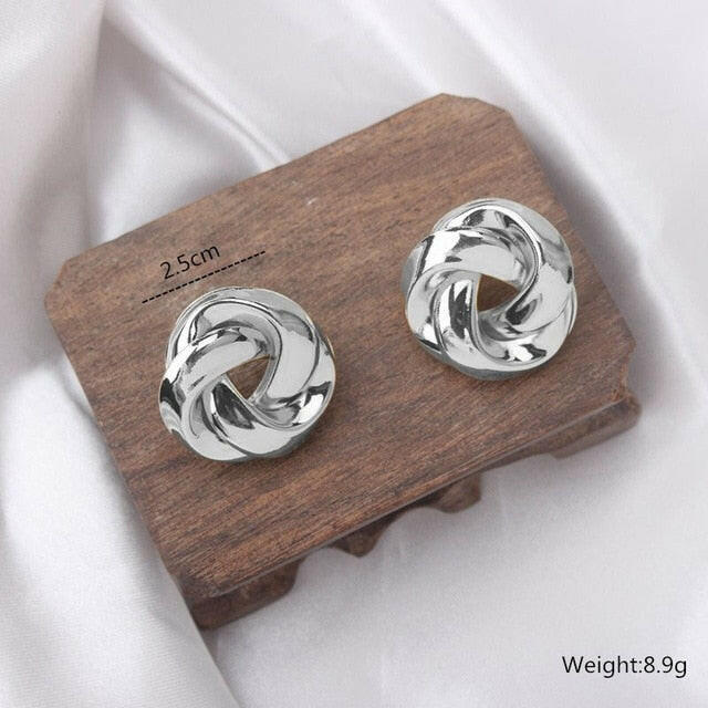 Big Vintage Metal Twisted Stud Earrings For Women Charm Gold Color Za Maxi Statement Spiral Whirlpool Earrings Jewelry yuhuv test  yuhuv test022.