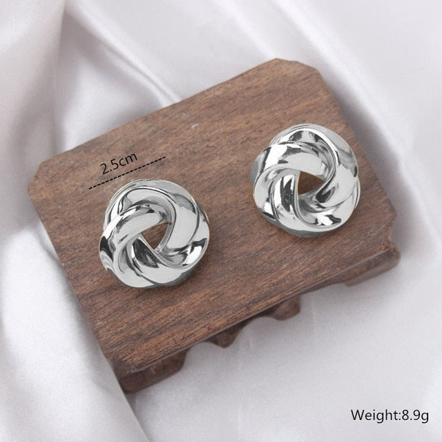 969696  yuhuv test Big Vintage Metal Twisted Stud Earrings For Women Charm Gold Color Za Maxi Statement Spiral Whirlpool Earrings Jewelry yuhuv test aja.