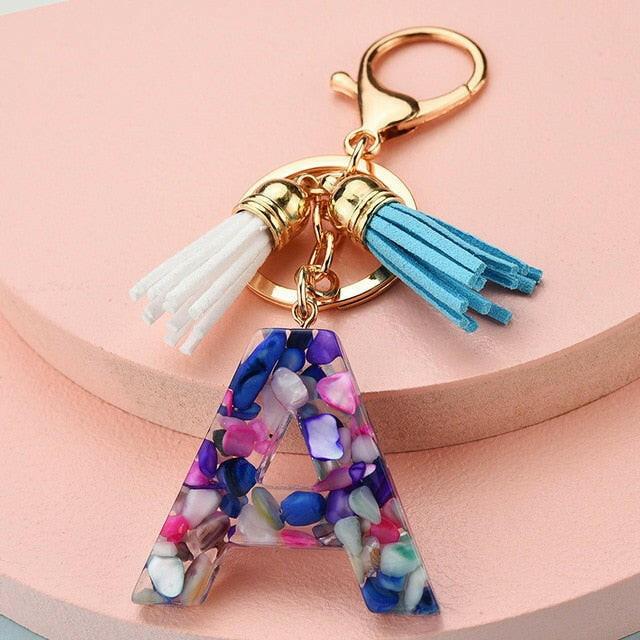 ZOSHI Fashion Tassel Keychains for Keys Women Jewelry A-Z Letters Initial Resin Handbag Pendant Cute Keychain Accessories yuhuv test  yuhuv test022.