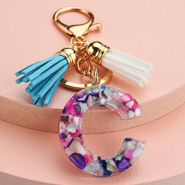 ZOSHI Fashion Tassel Keychains for Keys Women Jewelry A-Z Letters Initial Resin Handbag Pendant Cute Keychain Accessories yuhuv test  yuhuv test022.