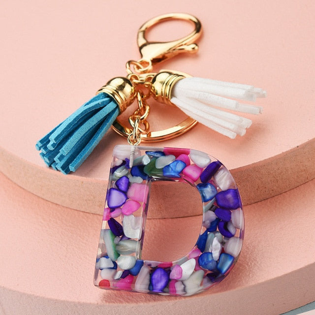 969696  yuhuv test ZOSHI Fashion Tassel Keychains for Keys Women Jewelry A-Z Letters Initial Resin Handbag Pendant Cute Keychain Accessories yuhuv test aja.