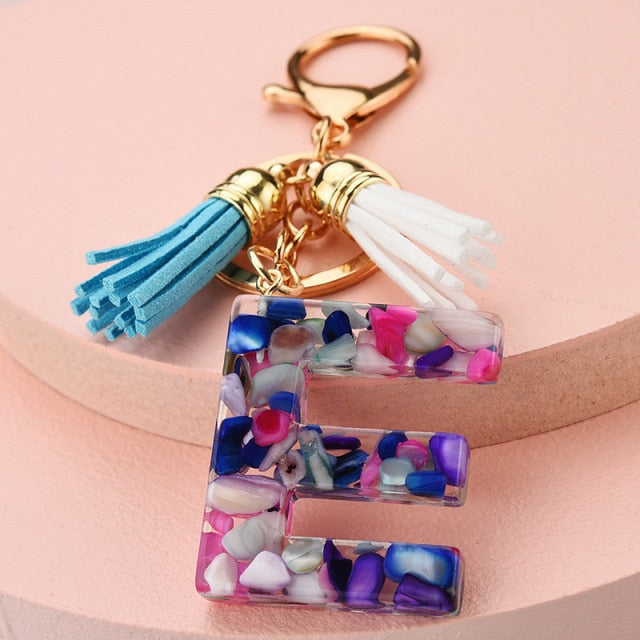 969696  yuhuv test ZOSHI Fashion Tassel Keychains for Keys Women Jewelry A-Z Letters Initial Resin Handbag Pendant Cute Keychain Accessories yuhuv test aja.