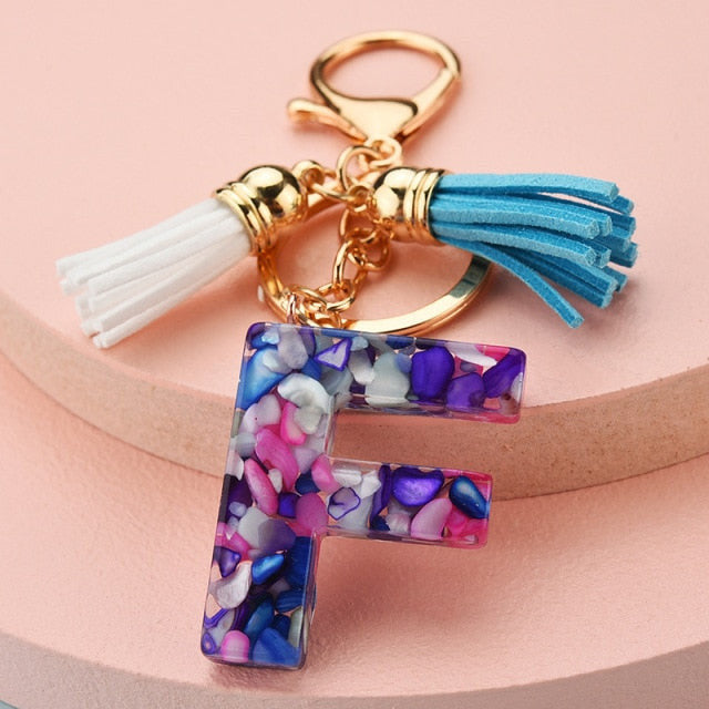 969696  yuhuv test ZOSHI Fashion Tassel Keychains for Keys Women Jewelry A-Z Letters Initial Resin Handbag Pendant Cute Keychain Accessories yuhuv test aja.