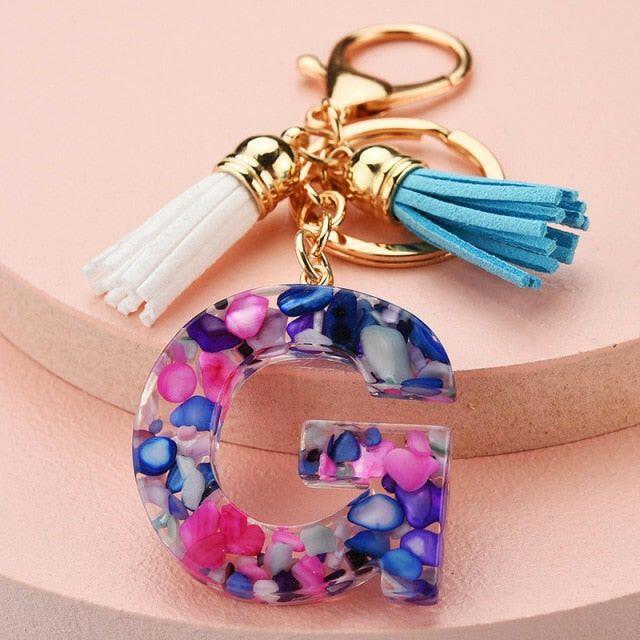 ZOSHI Fashion Tassel Keychains for Keys Women Jewelry A-Z Letters Initial Resin Handbag Pendant Cute Keychain Accessories yuhuv test  yuhuv test022.