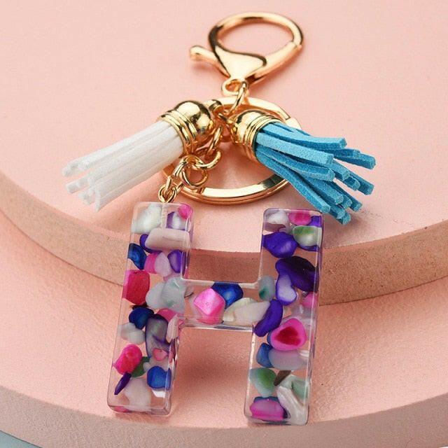 ZOSHI Fashion Tassel Keychains for Keys Women Jewelry A-Z Letters Initial Resin Handbag Pendant Cute Keychain Accessories yuhuv test  yuhuv test022.