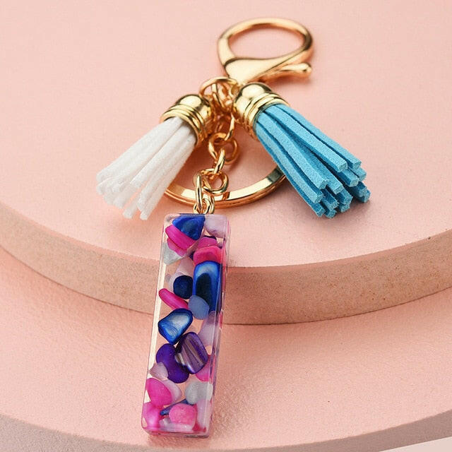 ZOSHI Fashion Tassel Keychains for Keys Women Jewelry A-Z Letters Initial Resin Handbag Pendant Cute Keychain Accessories yuhuv test  yuhuv test022.