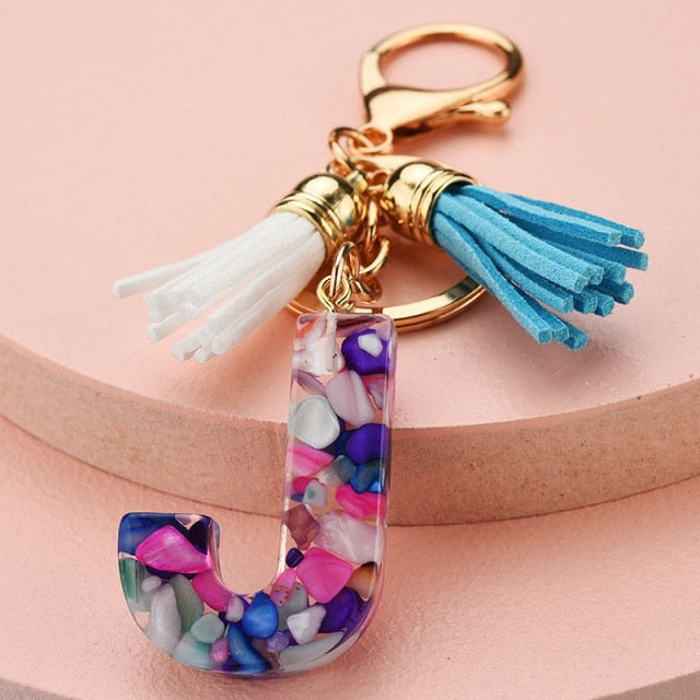969696  yuhuv test ZOSHI Fashion Tassel Keychains for Keys Women Jewelry A-Z Letters Initial Resin Handbag Pendant Cute Keychain Accessories yuhuv test aja.