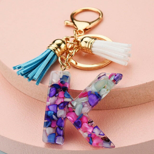 ZOSHI Fashion Tassel Keychains for Keys Women Jewelry A-Z Letters Initial Resin Handbag Pendant Cute Keychain Accessories yuhuv test  yuhuv test022.