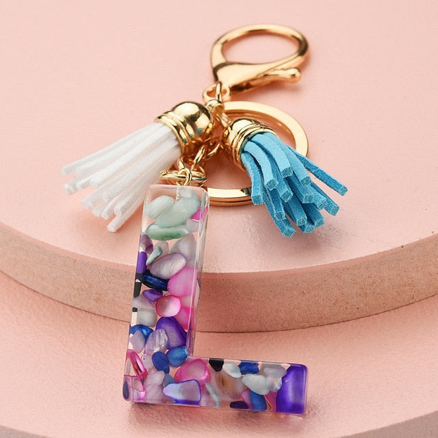 969696  yuhuv test ZOSHI Fashion Tassel Keychains for Keys Women Jewelry A-Z Letters Initial Resin Handbag Pendant Cute Keychain Accessories yuhuv test aja.