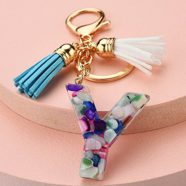 ZOSHI Fashion Tassel Keychains for Keys Women Jewelry A-Z Letters Initial Resin Handbag Pendant Cute Keychain Accessories yuhuv test  yuhuv test022.