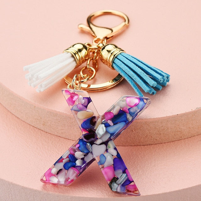 969696  yuhuv test ZOSHI Fashion Tassel Keychains for Keys Women Jewelry A-Z Letters Initial Resin Handbag Pendant Cute Keychain Accessories yuhuv test aja.