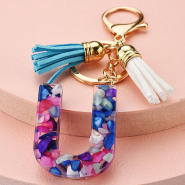 ZOSHI Fashion Tassel Keychains for Keys Women Jewelry A-Z Letters Initial Resin Handbag Pendant Cute Keychain Accessories yuhuv test  yuhuv test022.