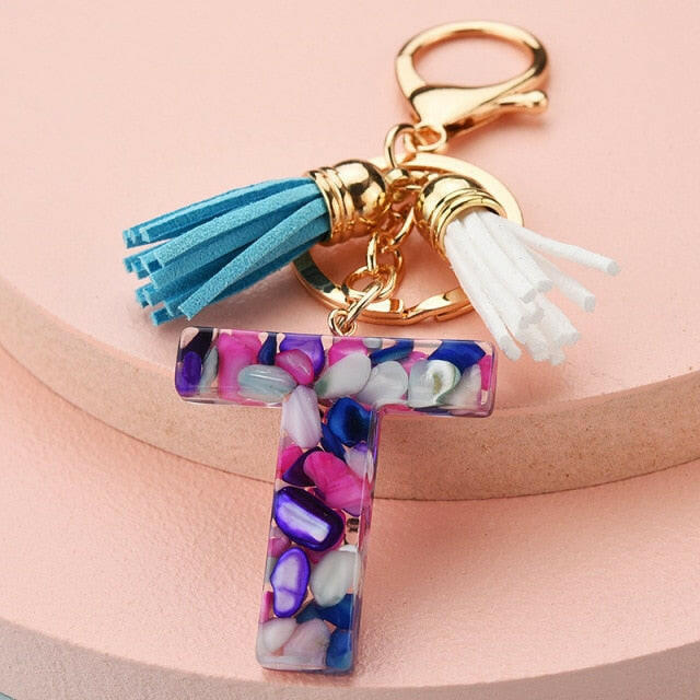 ZOSHI Fashion Tassel Keychains for Keys Women Jewelry A-Z Letters Initial Resin Handbag Pendant Cute Keychain Accessories yuhuv test  yuhuv test022.