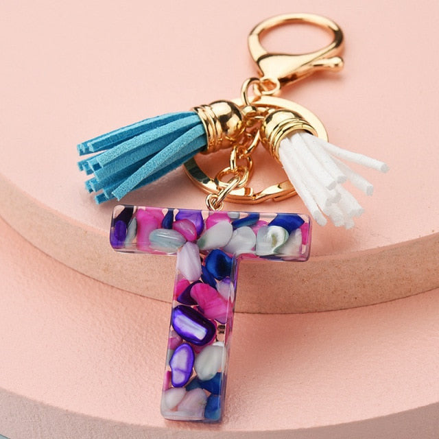 969696  yuhuv test ZOSHI Fashion Tassel Keychains for Keys Women Jewelry A-Z Letters Initial Resin Handbag Pendant Cute Keychain Accessories yuhuv test aja.