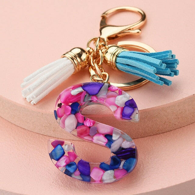 ZOSHI Fashion Tassel Keychains for Keys Women Jewelry A-Z Letters Initial Resin Handbag Pendant Cute Keychain Accessories yuhuv test  yuhuv test022.