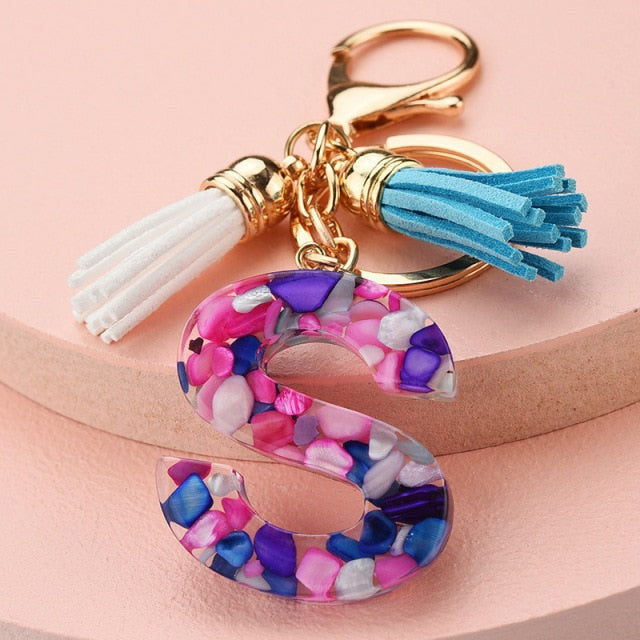969696  yuhuv test ZOSHI Fashion Tassel Keychains for Keys Women Jewelry A-Z Letters Initial Resin Handbag Pendant Cute Keychain Accessories yuhuv test aja.